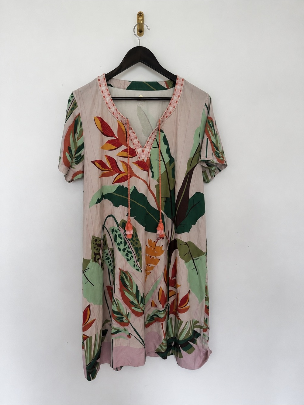 Spartina 449 Tropical Floral Tassel Tie Dress Size XL